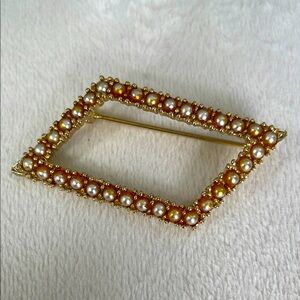 BOGO SALE Vintage Ledo Gold Tone Pearl-Accented Brooch